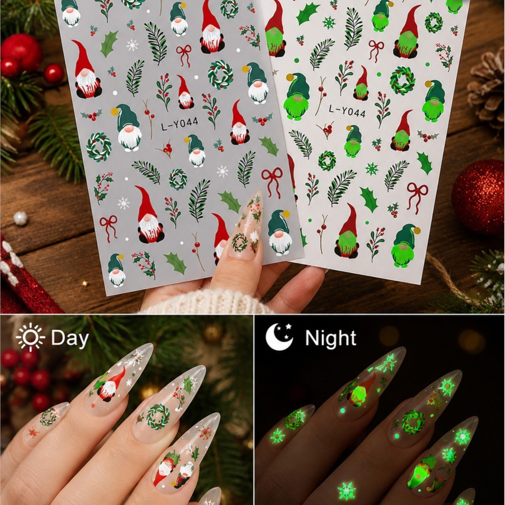 Nail Art Xmas Design - 2 Pezzi Adesivi per Unghie Natalizi
