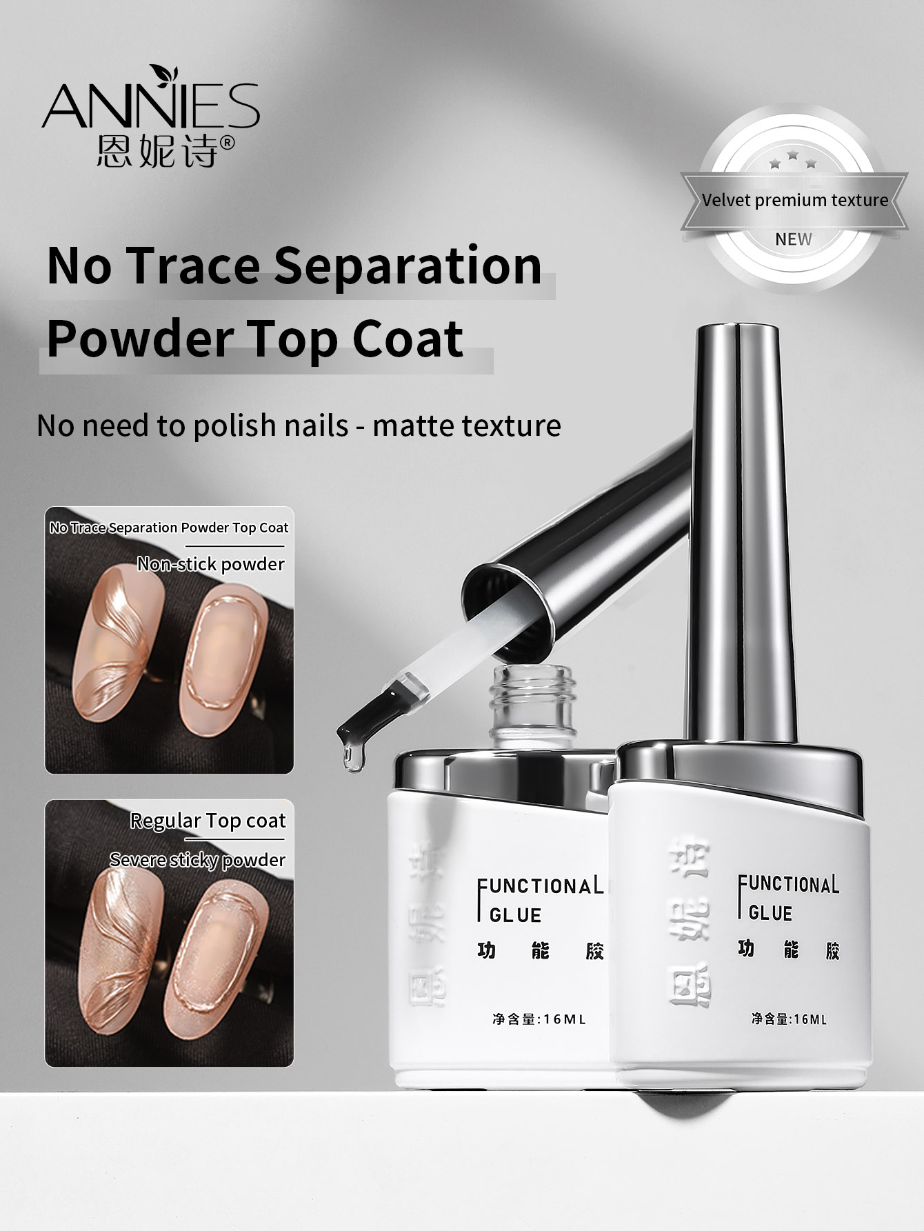 Nail Glitter Chrome - Top Coat Gel Opaco 2-in-1 da
