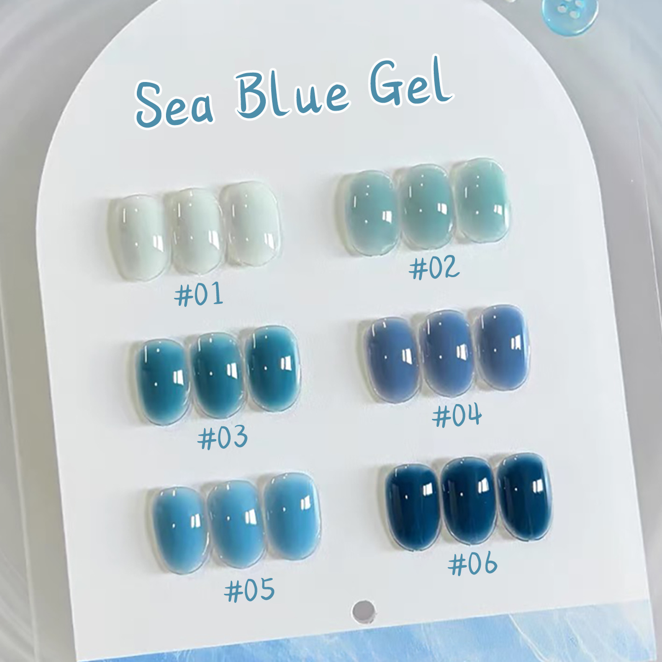 Nail Art Ice Blue - 1-10 pz. Smalto Gel Trasparente Blu